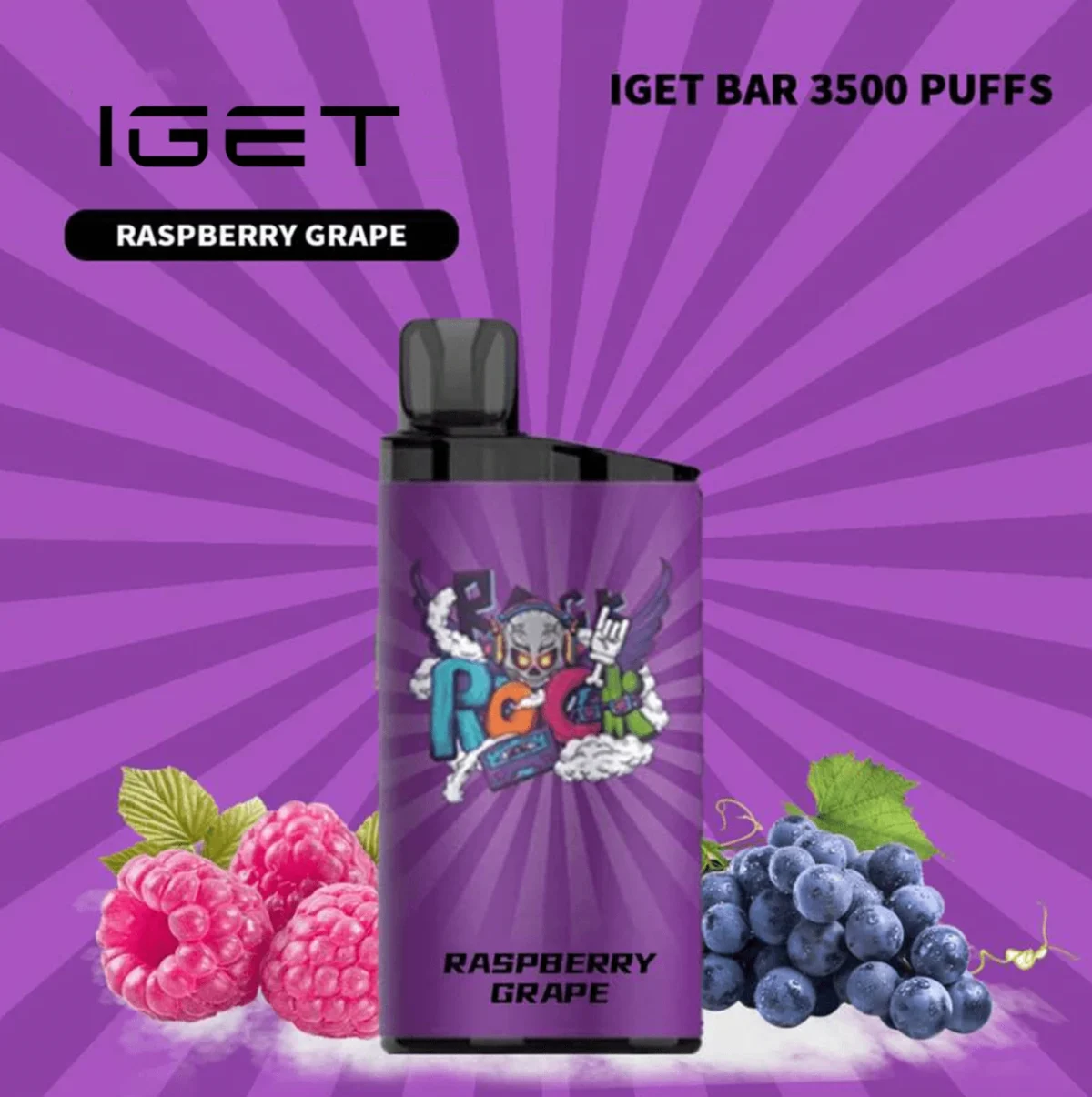 IGET BAR RASPBERRY GRAPE 3500 Puffs Disposable Vape-Mymoods.vip